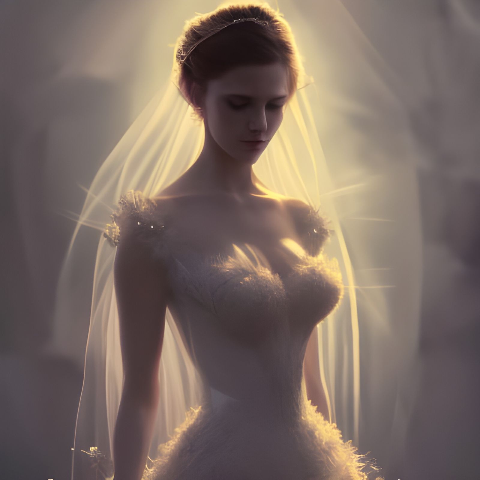 Elegant Bride in Art Nouveau Style Portrait