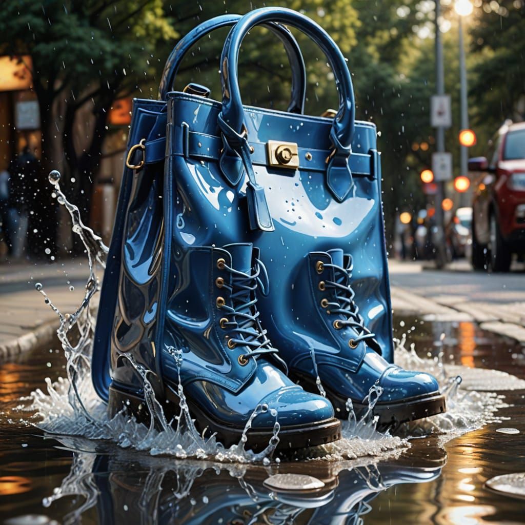 Water Handbag and Boots in Surreal Style