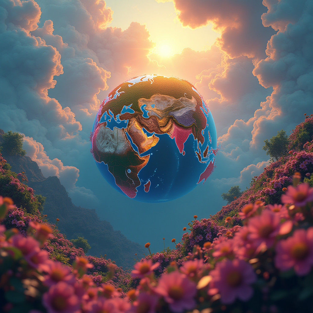 Global Flower Market: Saudi Arabia Oasis in Sci-Fi Style