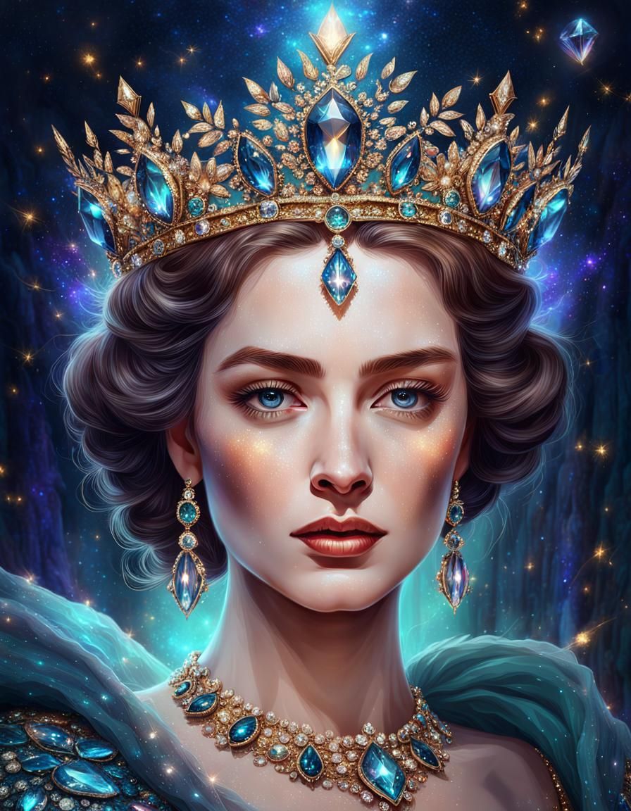 Queen Elizabeth as a Celestial Goddess in Digital Art