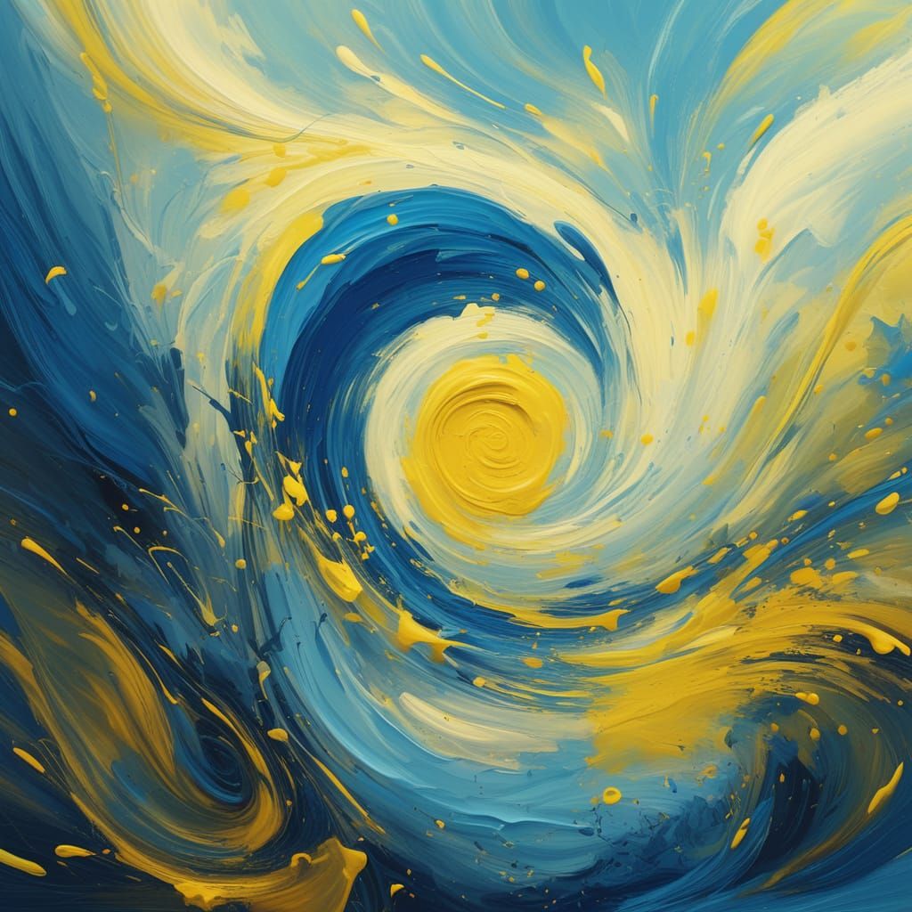 Vibrant Abstract Oil Painting with Swirling Brushstrokes