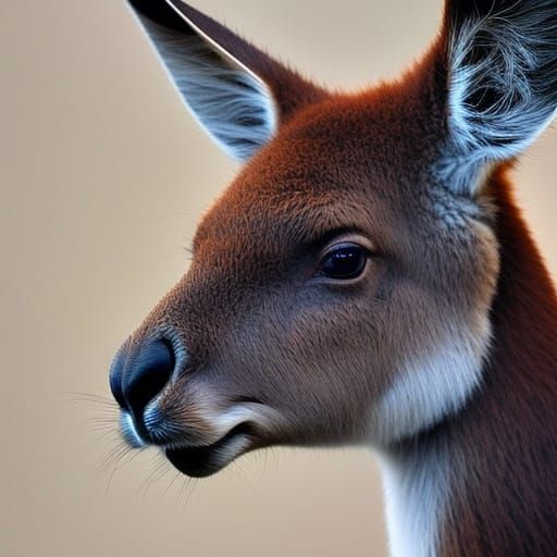 Detailed Kangaroo Portrait in Art Nouveau Style