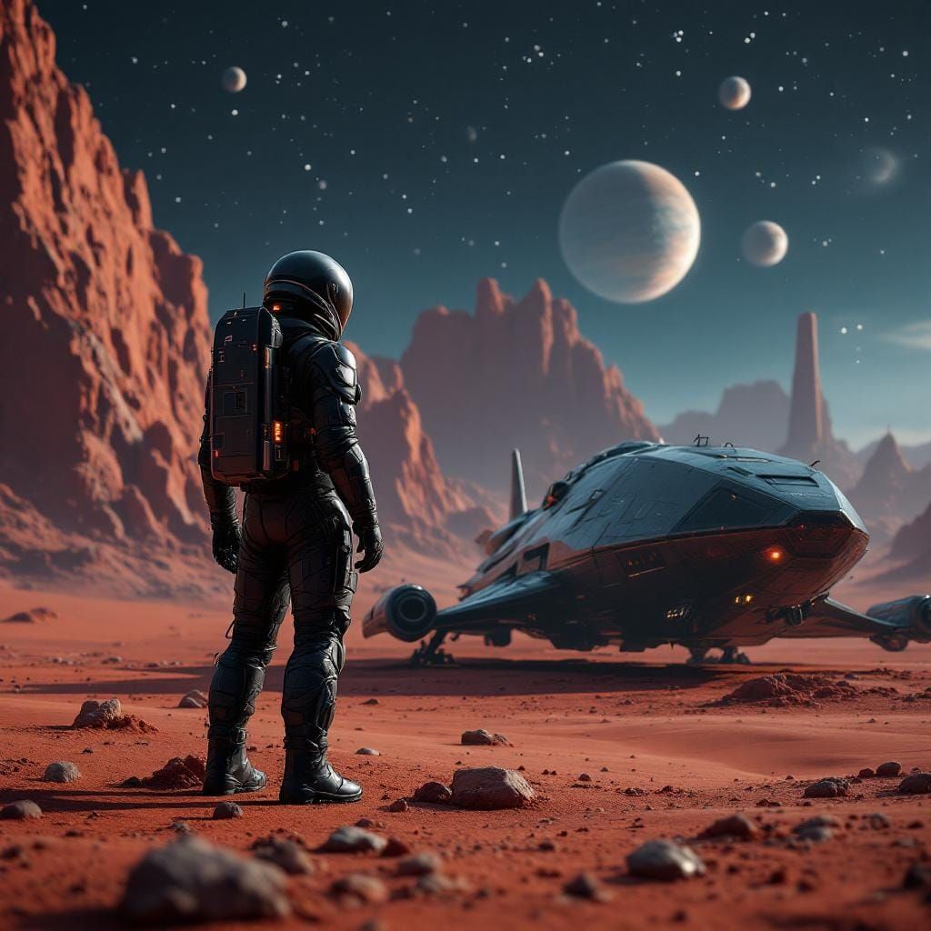 Astronaut on Red Planet in Detailed 3D Scene