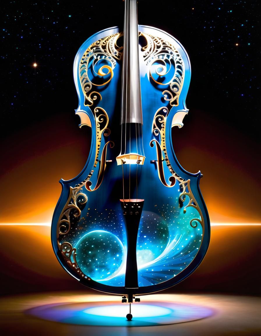 Celestial Cello Formed From Starlight Filigree