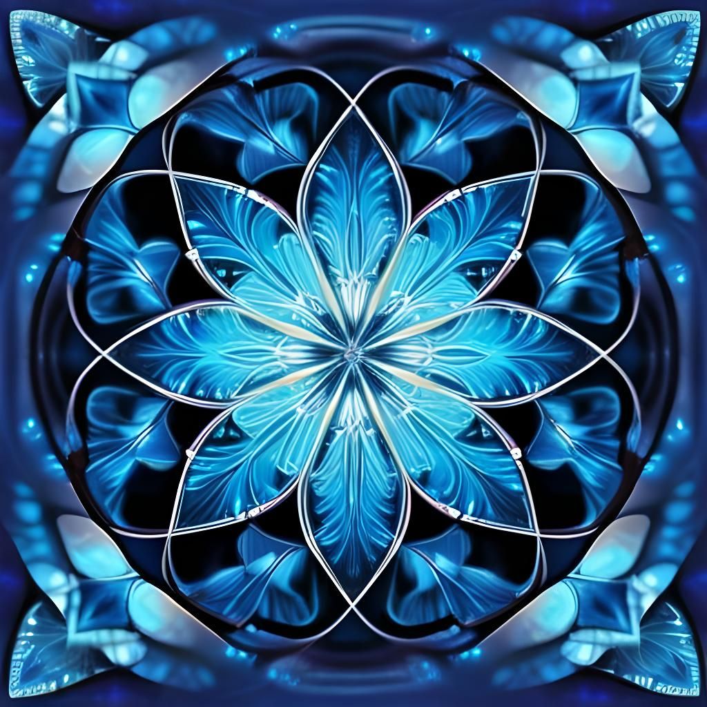 Bioluminescent Butterfly Effect in Zentangle Waterfall