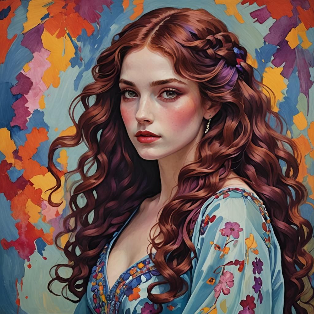 Girl with Ringlets in Fauvism Style