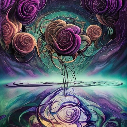 Cosmic Purple Roses on Desolate Planet