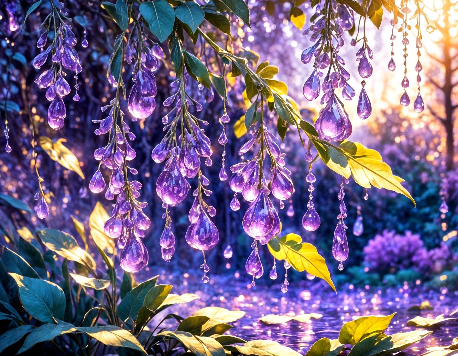 Fantasy Flowers Unfurl in Vibrant Amethyst Dew