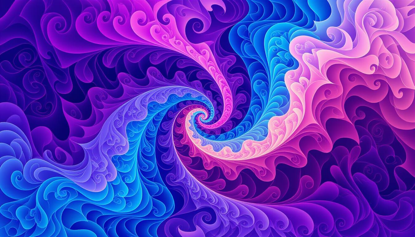 Abstract Fractal Art in Purple, Blue, and Pink