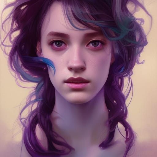 Intricate Portrait of Cat-Person in Art Nouveau Style