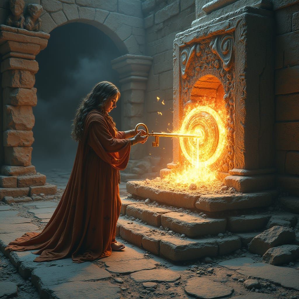 Epic Fantasy Portal Activation in Rich, Vibrant Colors