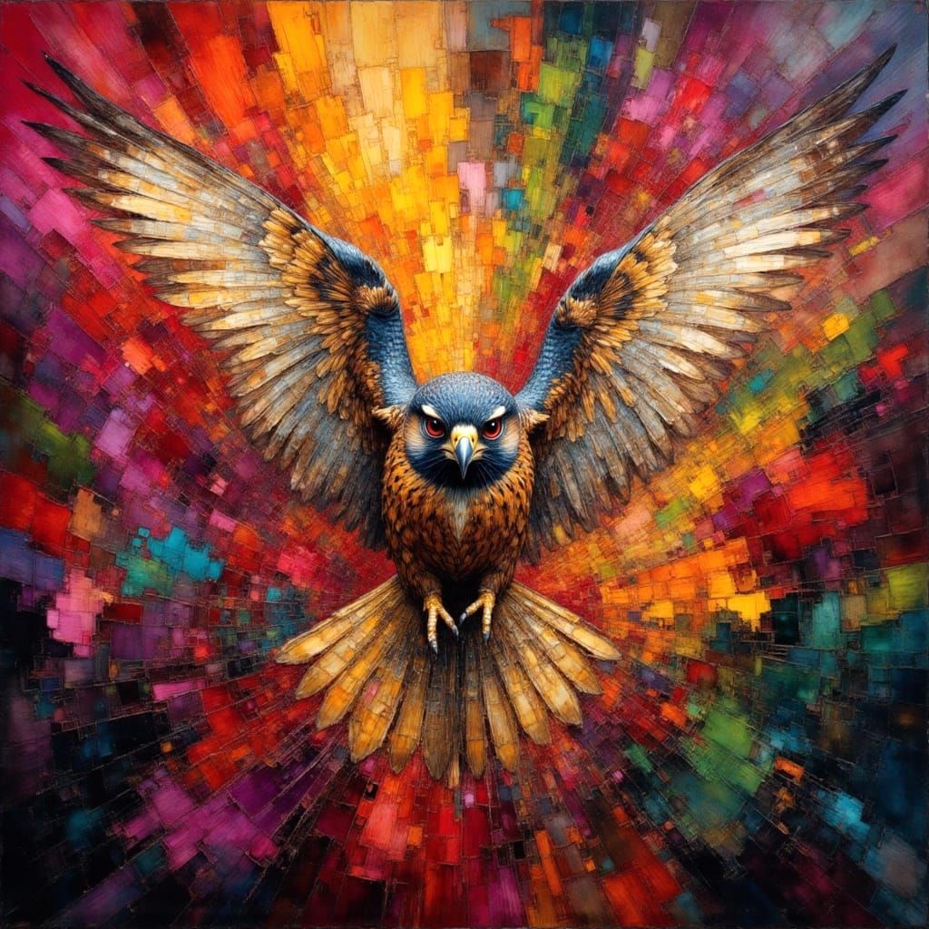 Falcon Close-up in Hyperrealistic Impasto Oil Painting