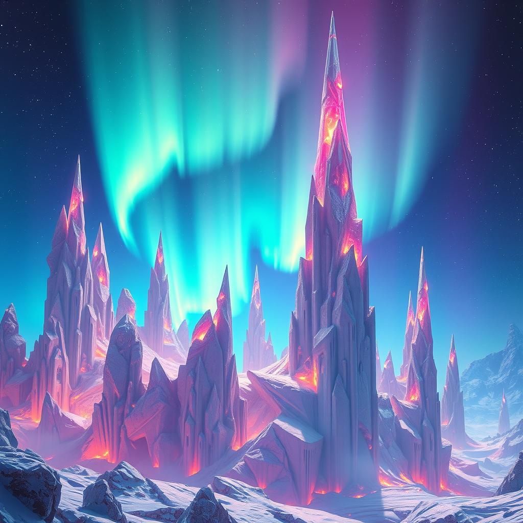 Celestial Crystal Dreamscape in Futuristic Style