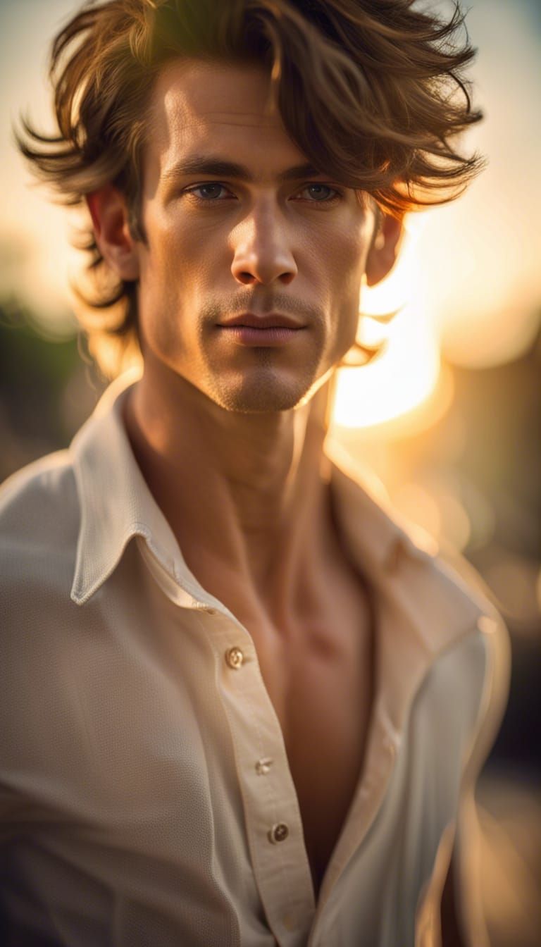 Young Man in Sunlight, Dreamlike Portrait