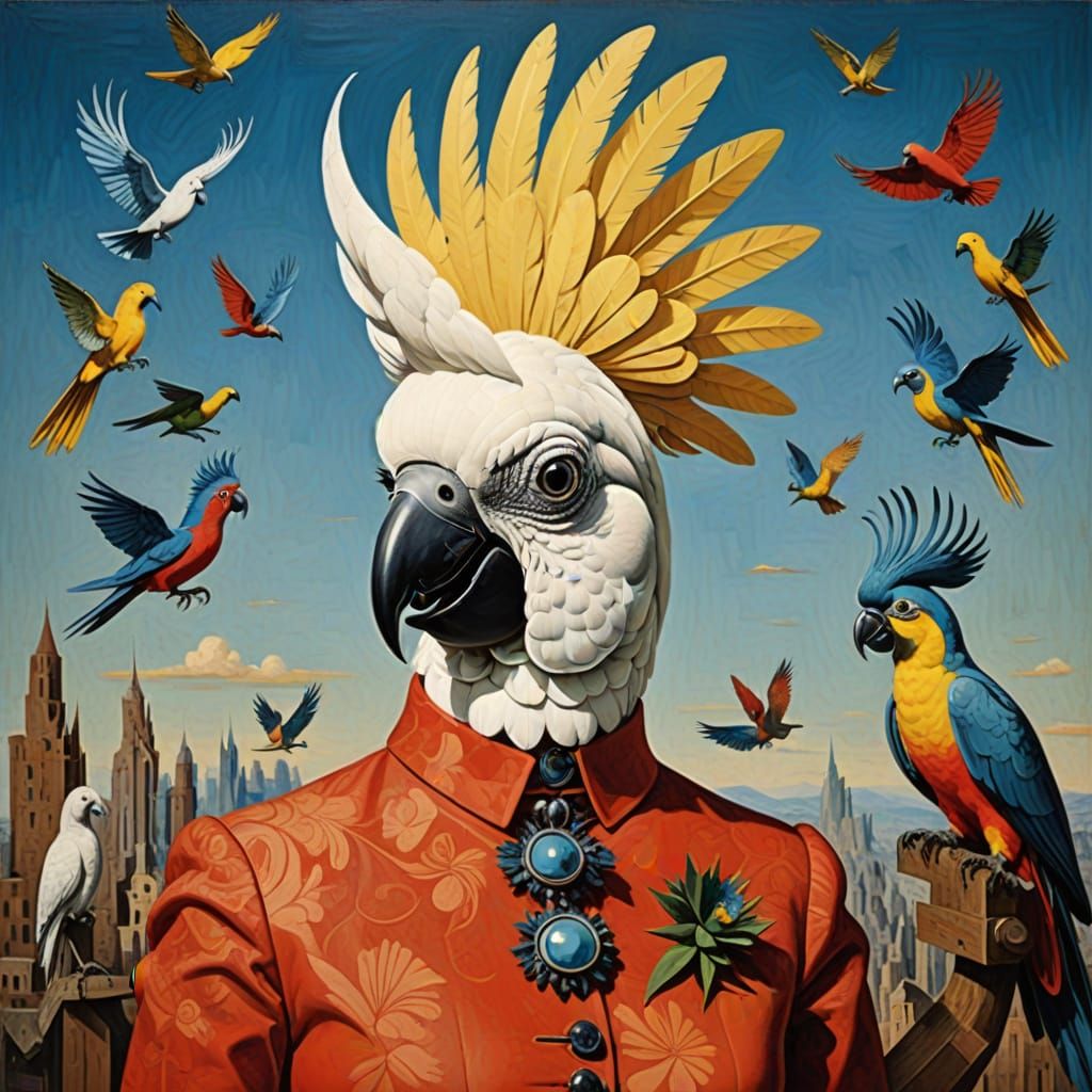 Cockatoo-Woman in Surrealist Style