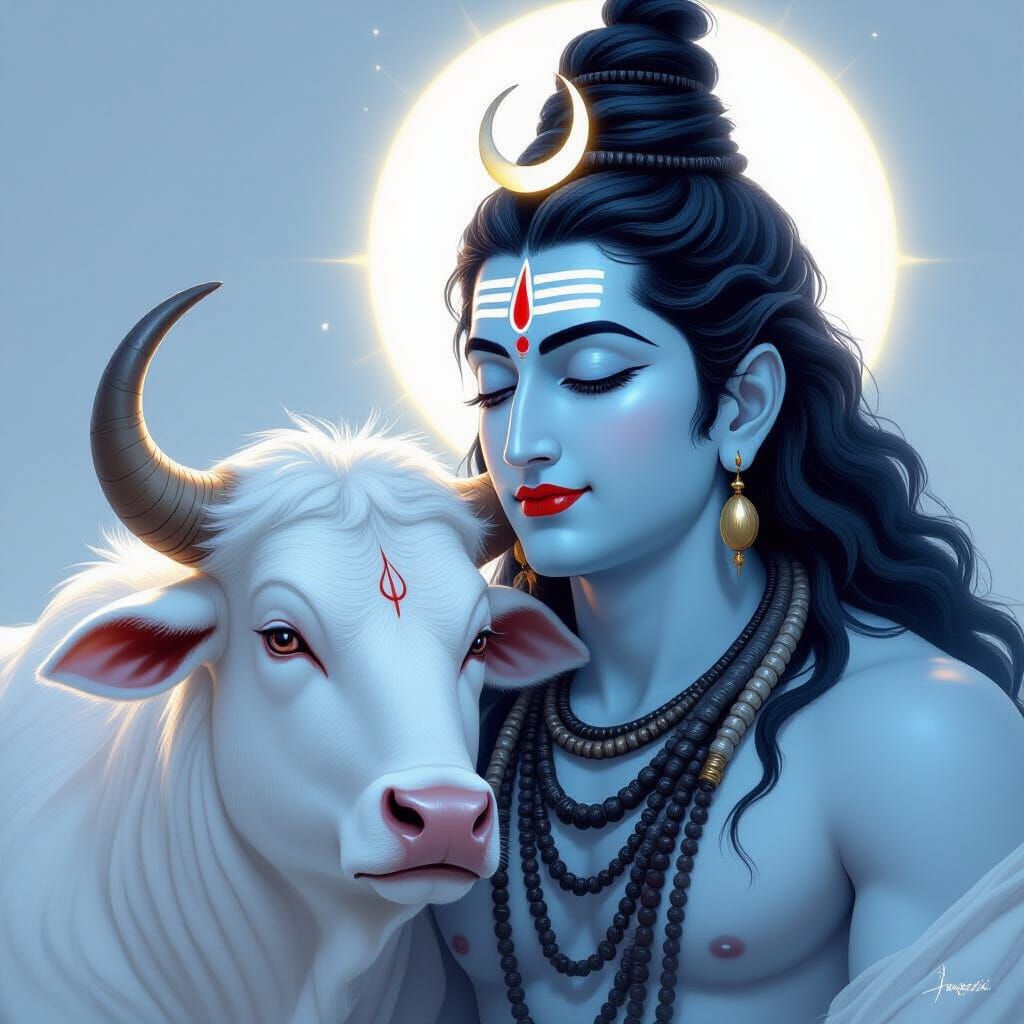 Ethereal Portrait of Lord Shiva and Nandi