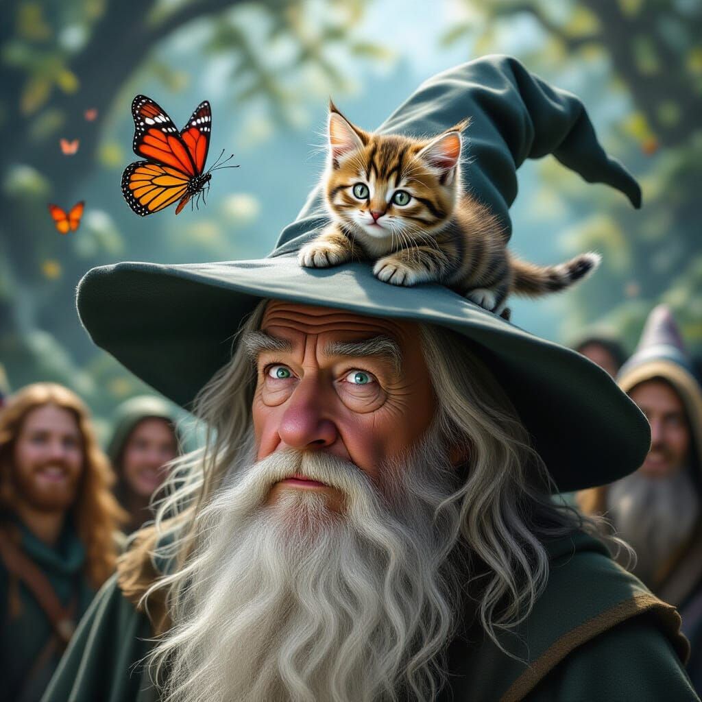 Gandalf Perplexed by Kitten and Laughing Fellowship