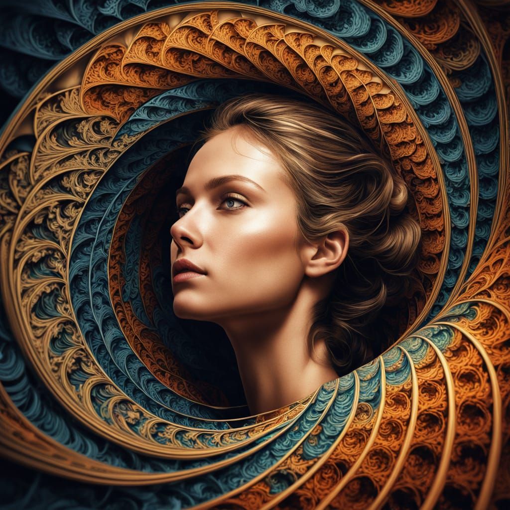 Hypnotic Woman in Abstract Fractal Art Style
