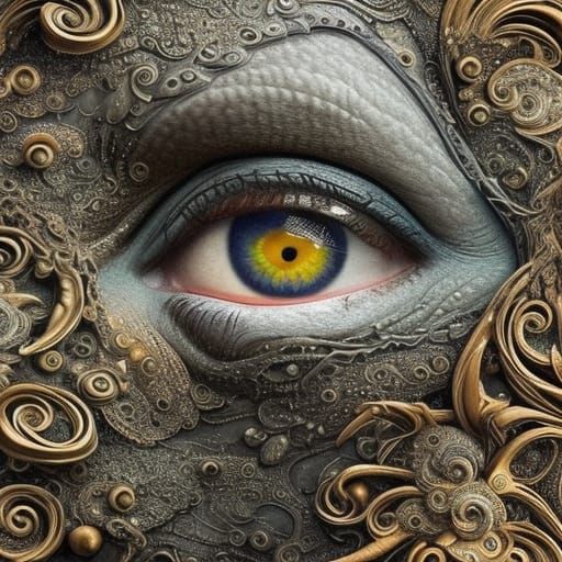 Detailed Eye in a Maximalist Digital Painting