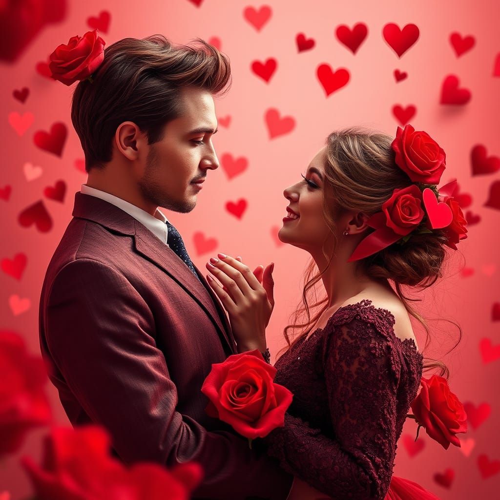 Hyperrealistic Valentine Masterpiece in Vibrant Crimson