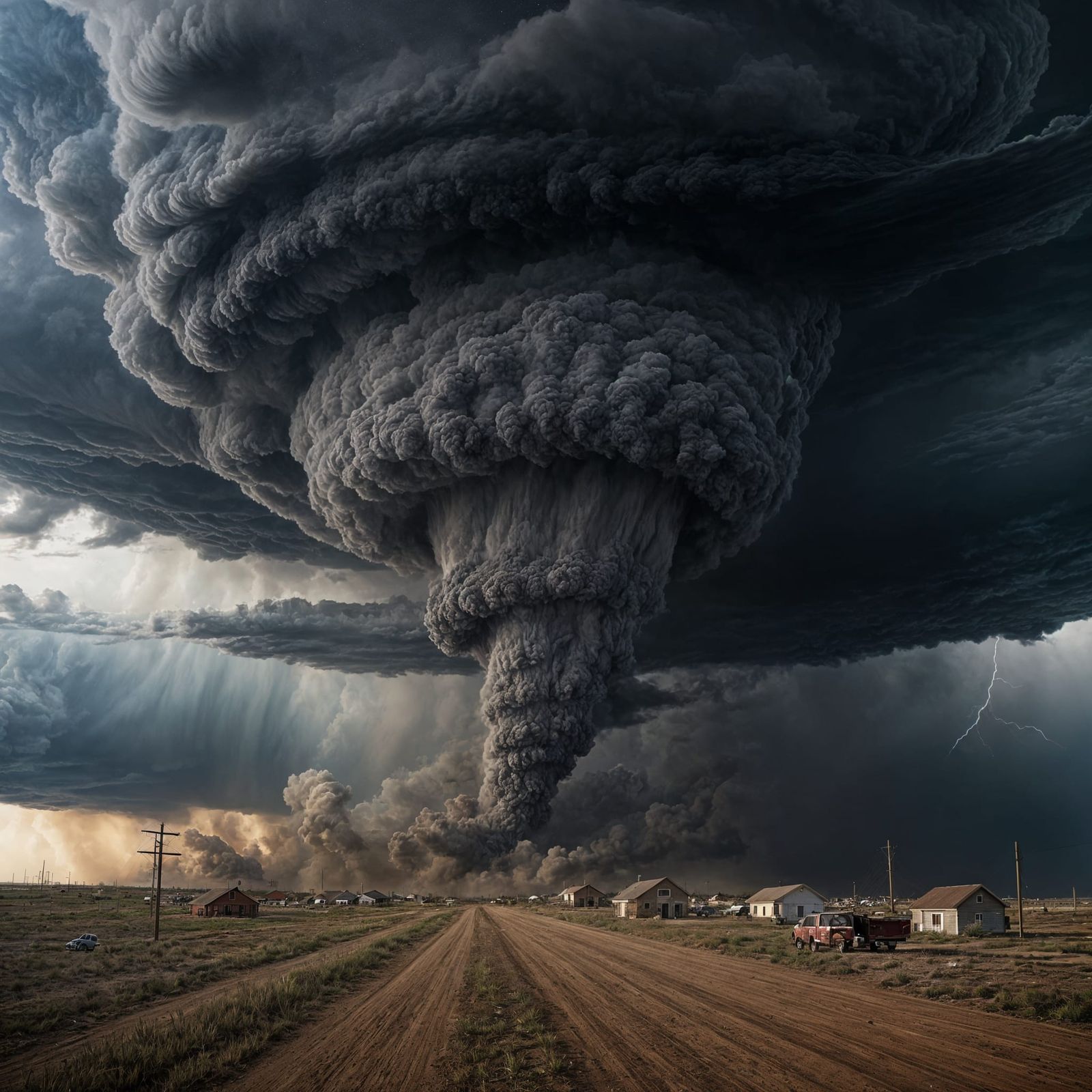 Wedge Tornado Forms Outside Plains Town