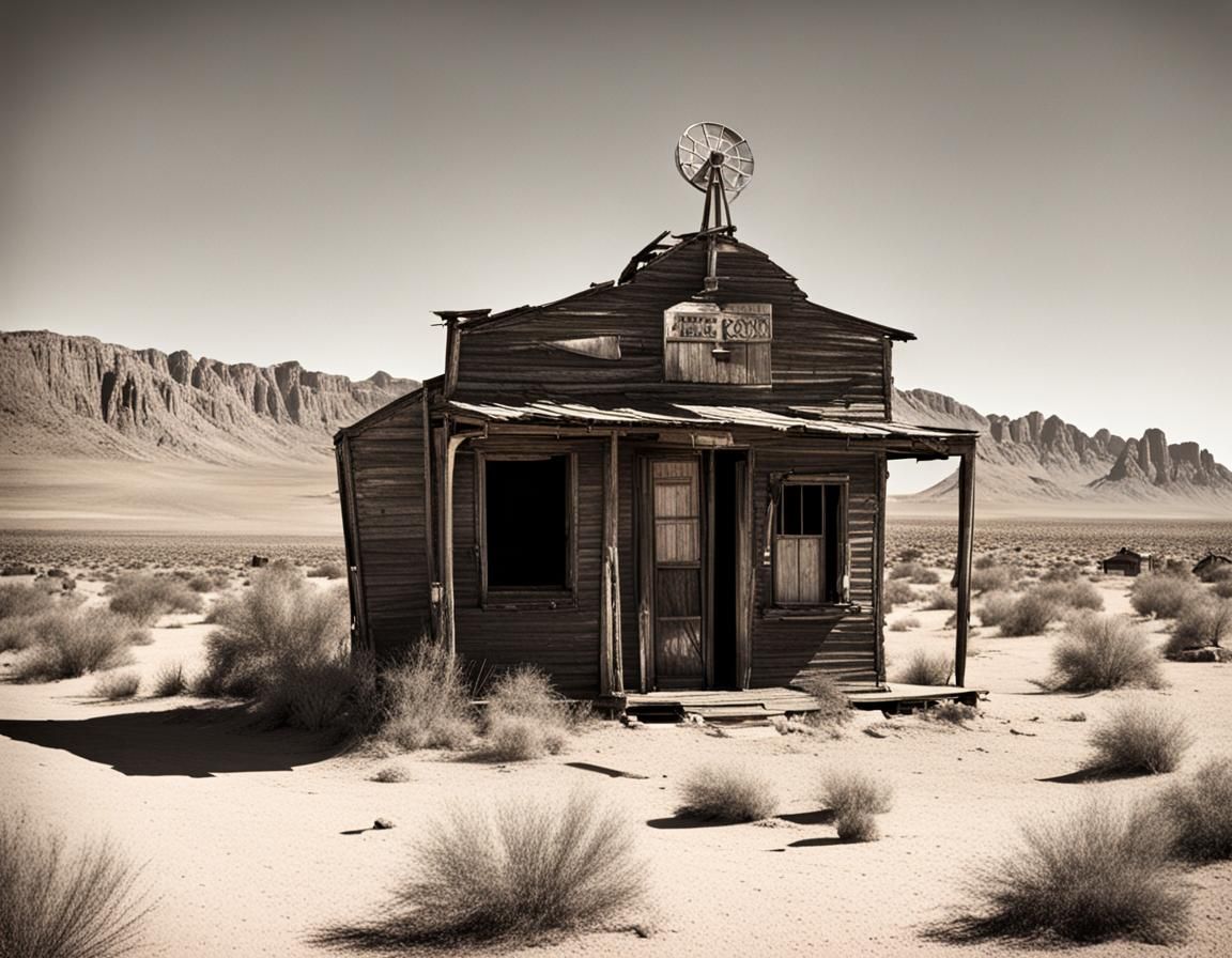 Eerie Desert Ghost Town Landscape
