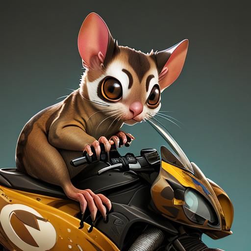 Hyperrealistic Steel Sugar Glider in Splash Art Style