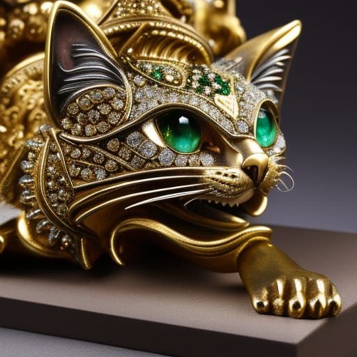 Silver Egyptian Cat Statue: Jewelry Art Masterpiece