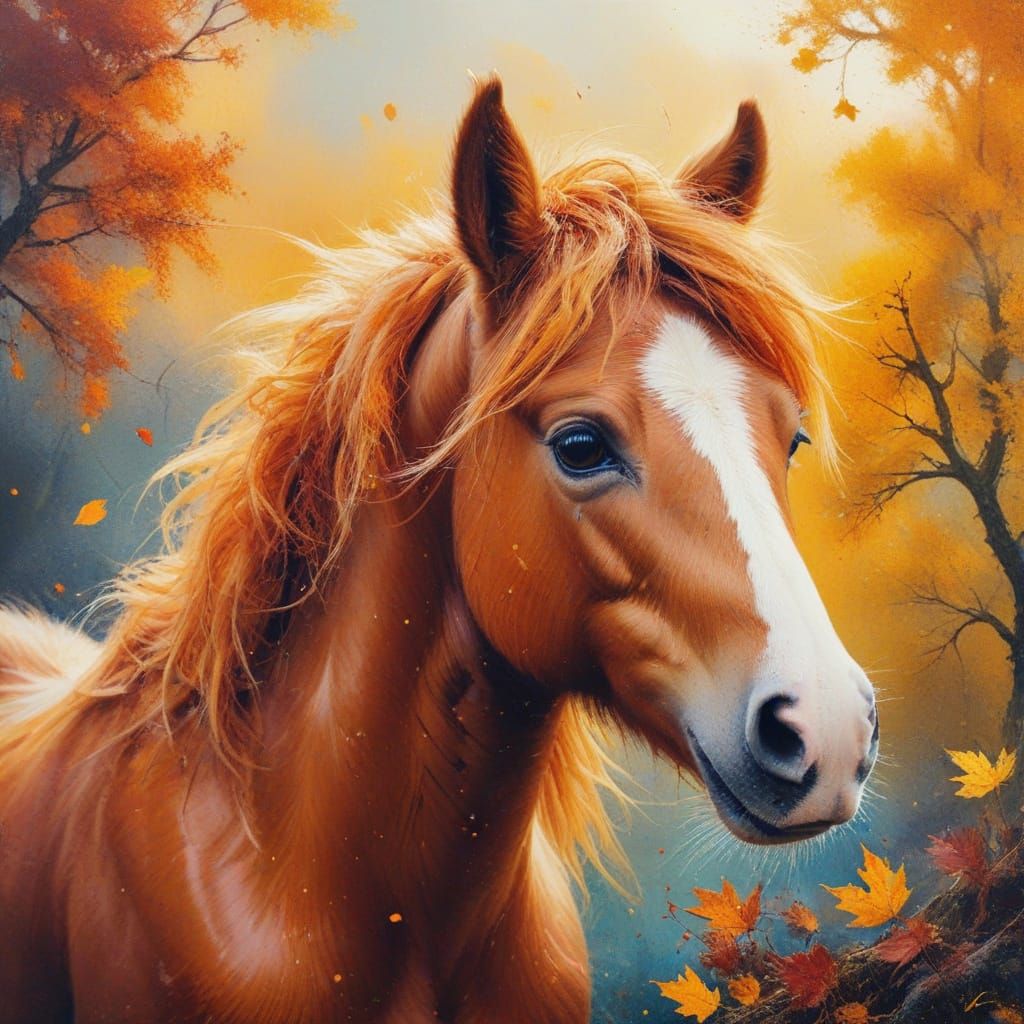 Elegant Shetland Pony in Autumn Splendor