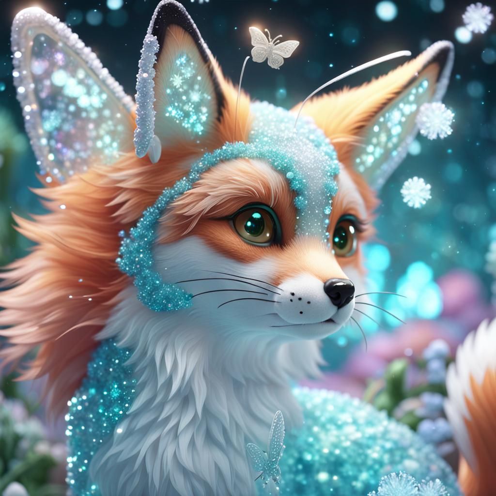 Crystal Butterfly on Adorable Fae-Fox's Nose