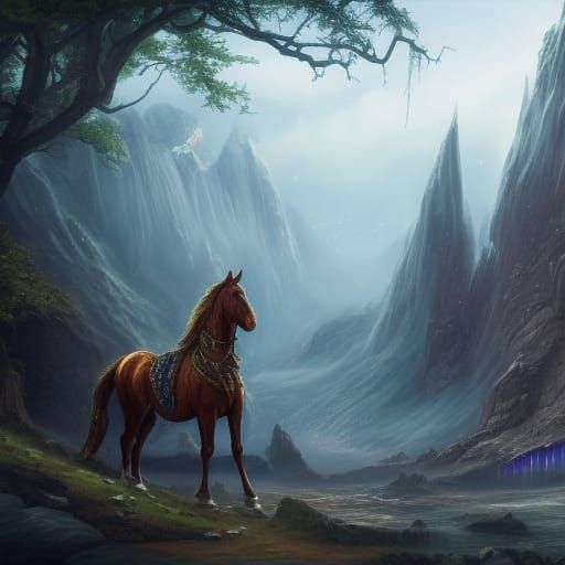 Fantastical Celtic Horse in Detailed Matte Painting