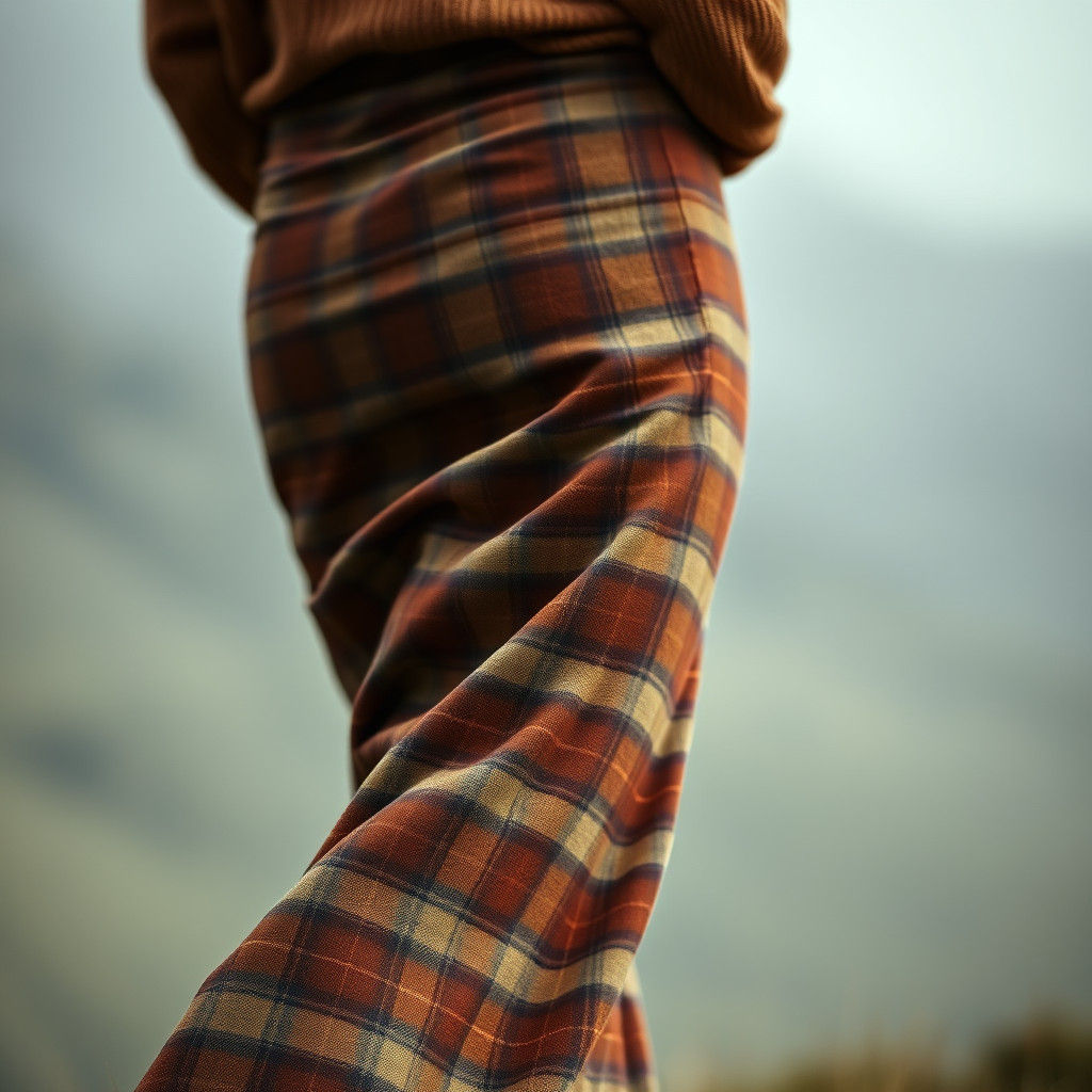 Hyperrealistic Tartan Skirt in Scottish Highlands