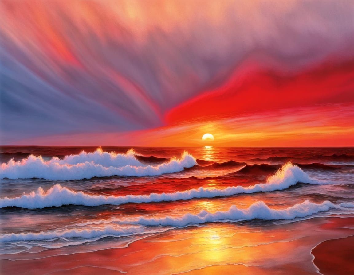 Red Ocean Sunrise with Shimmering Light