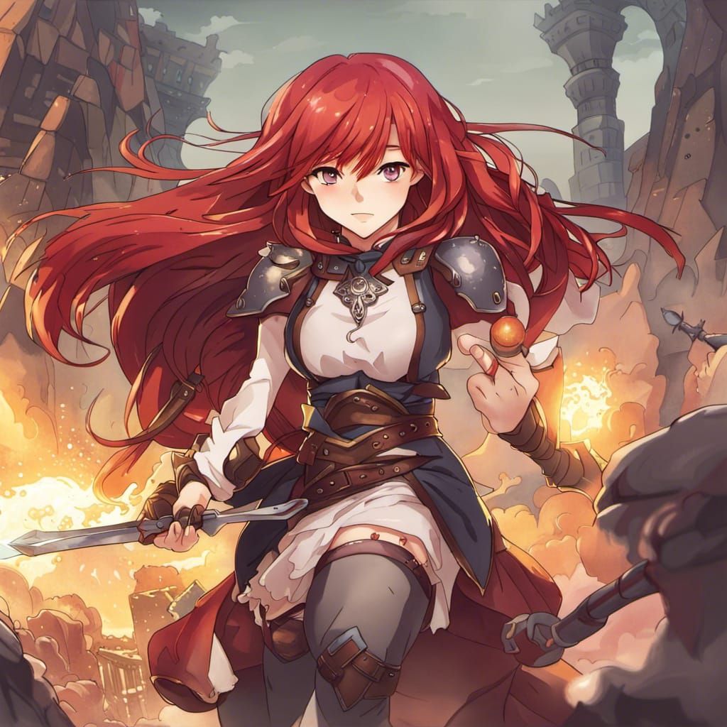 Red-Haired Girl in Dungeons and Dragons, Anime Style