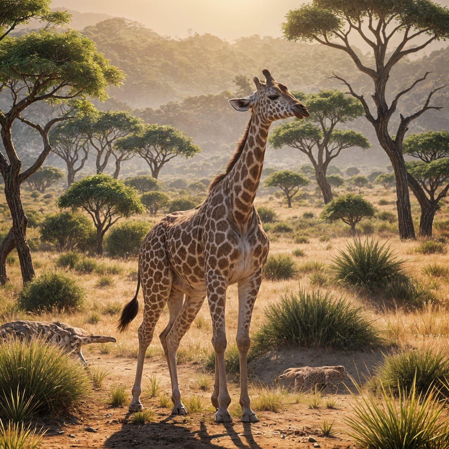 Dancing Giraffe in 3D Game Cinematic Style