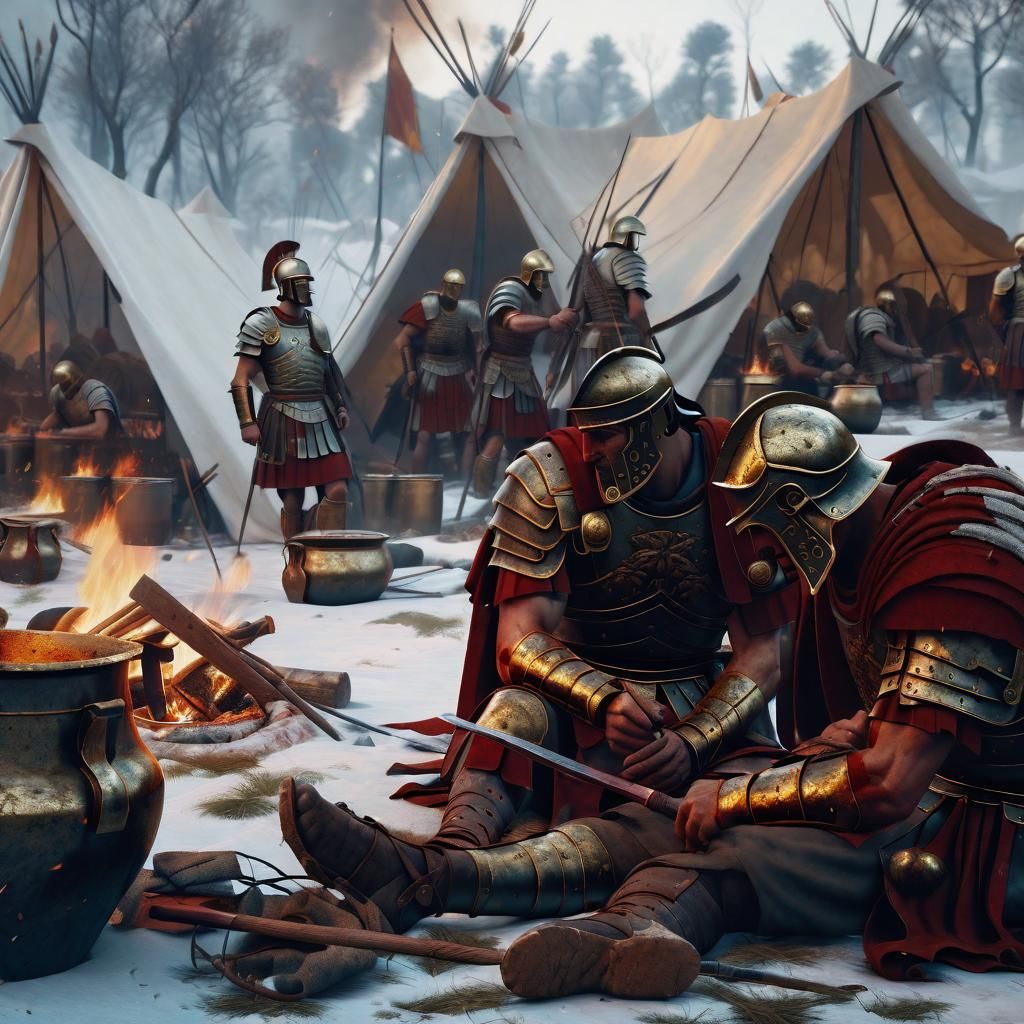 Roman Legionaries Resting After Winter Battle