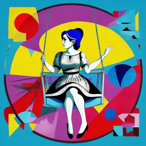 Girl on a Swing in Bauhaus Style