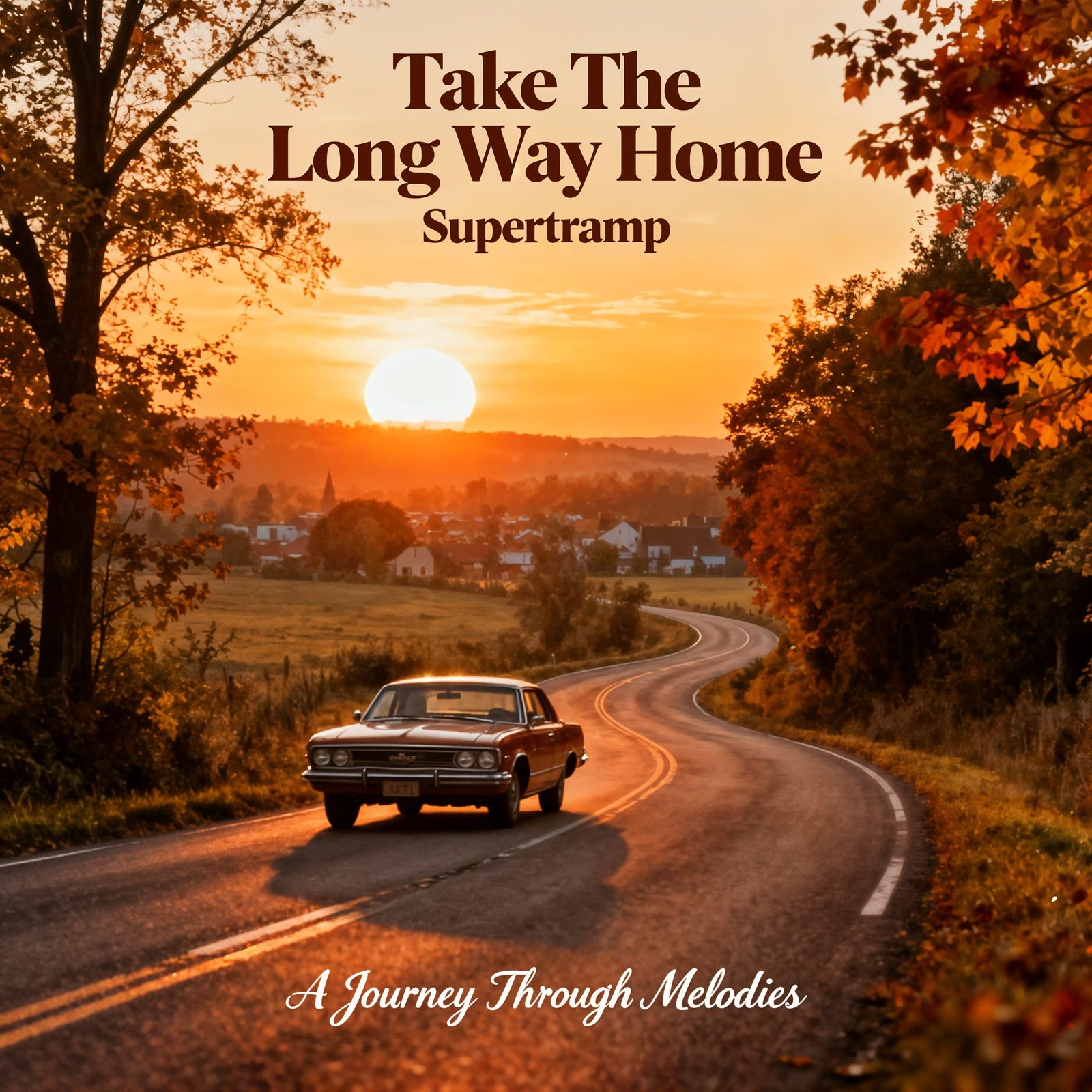 Man Walking Down Road at Sunset