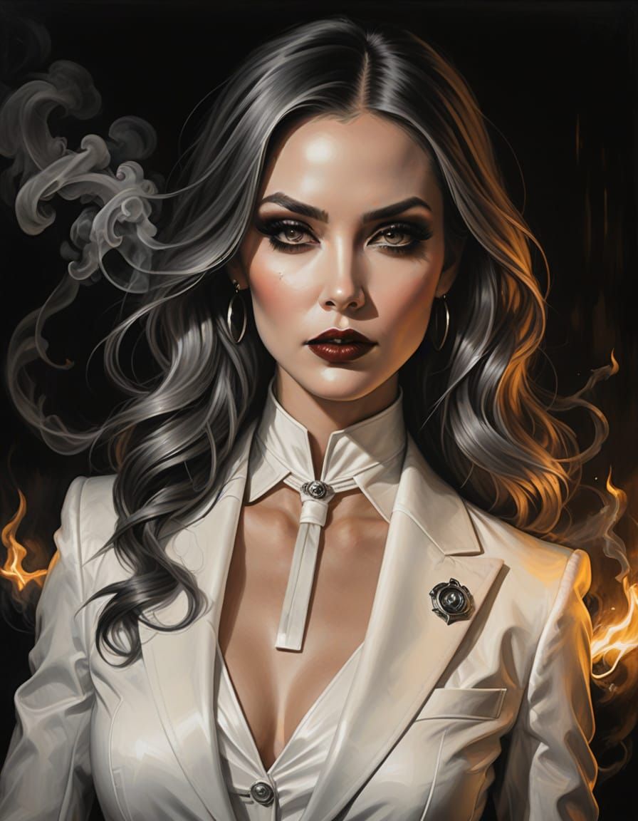 Elegant Futuristic Noir in Gothic Oil Painting Style