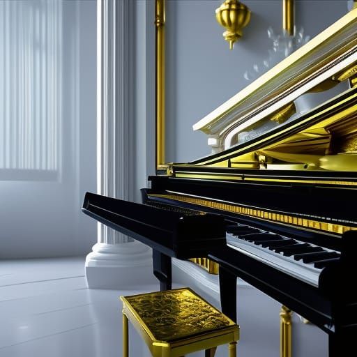 Grand Piano in White Room: Digital Matte Painting