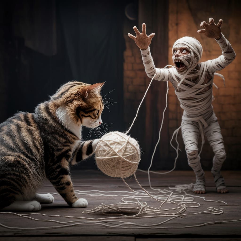 Feline Frenzy Unleashed on Ancient Mummy in Hyper-Realistic ...