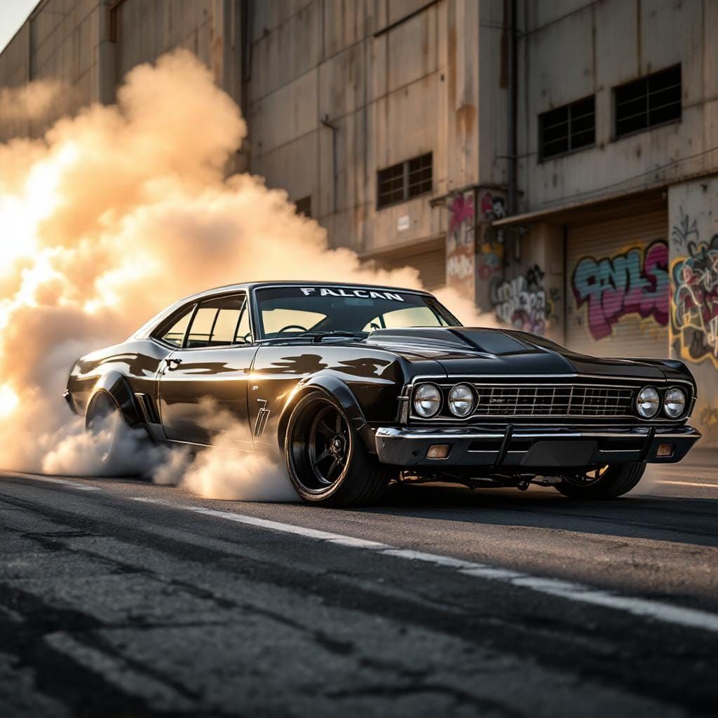 Ford Falcon Burnout in Golden Light