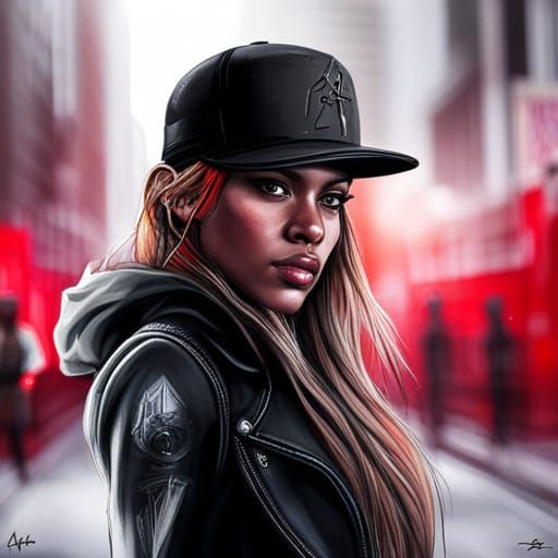 Female Assassin Supermodel in Graffiti Art Style
