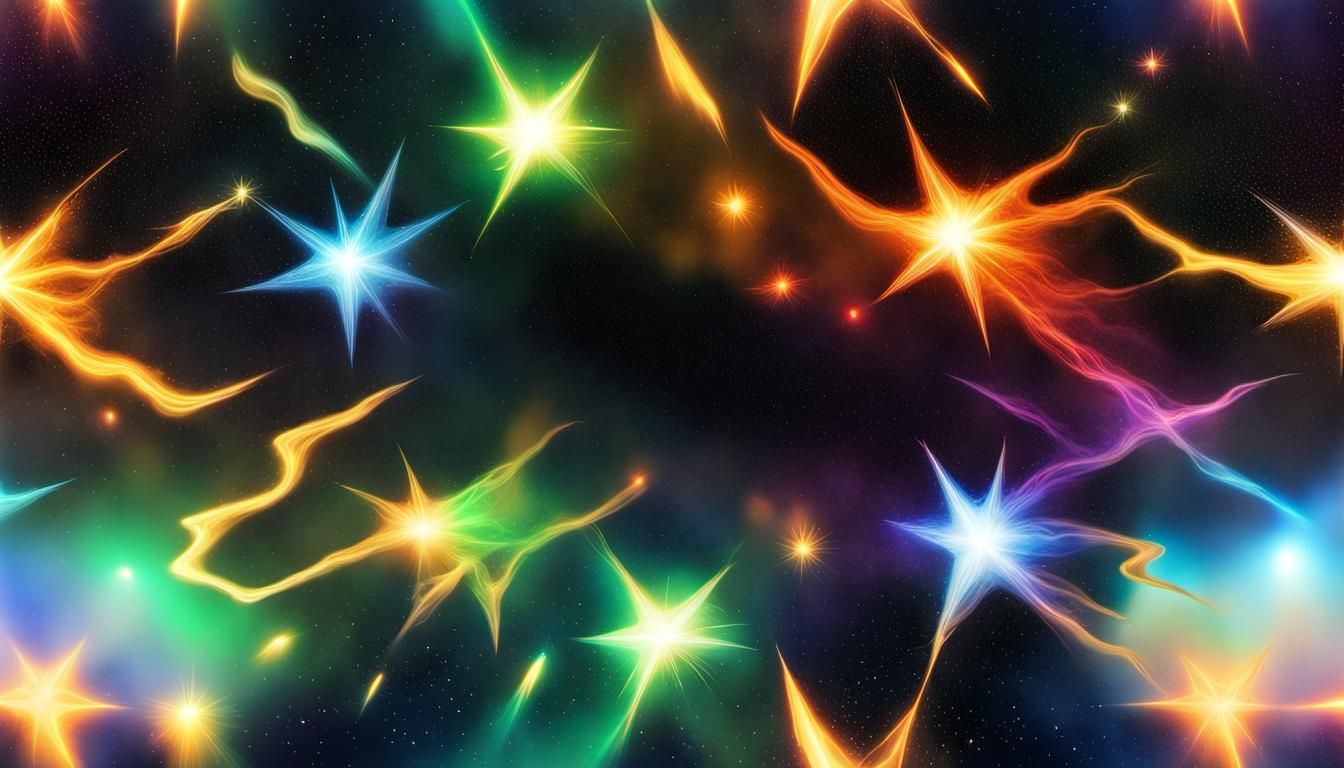 Iridescent Binary Star System in Modern Comic Style