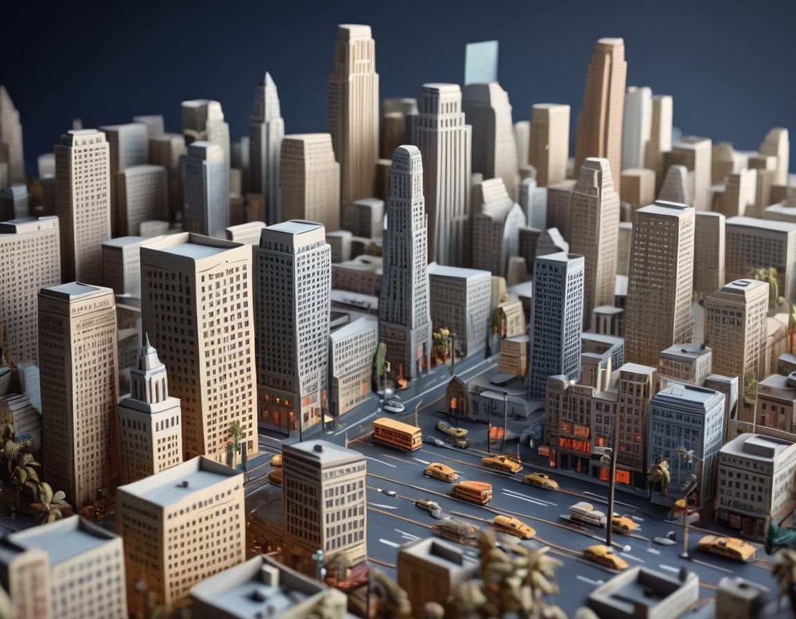 Miniature Los Angeles Paper Diorama