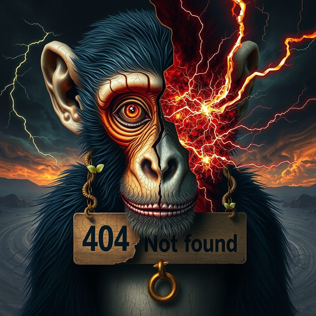 Surreal Portrait of a Haunted Monkey