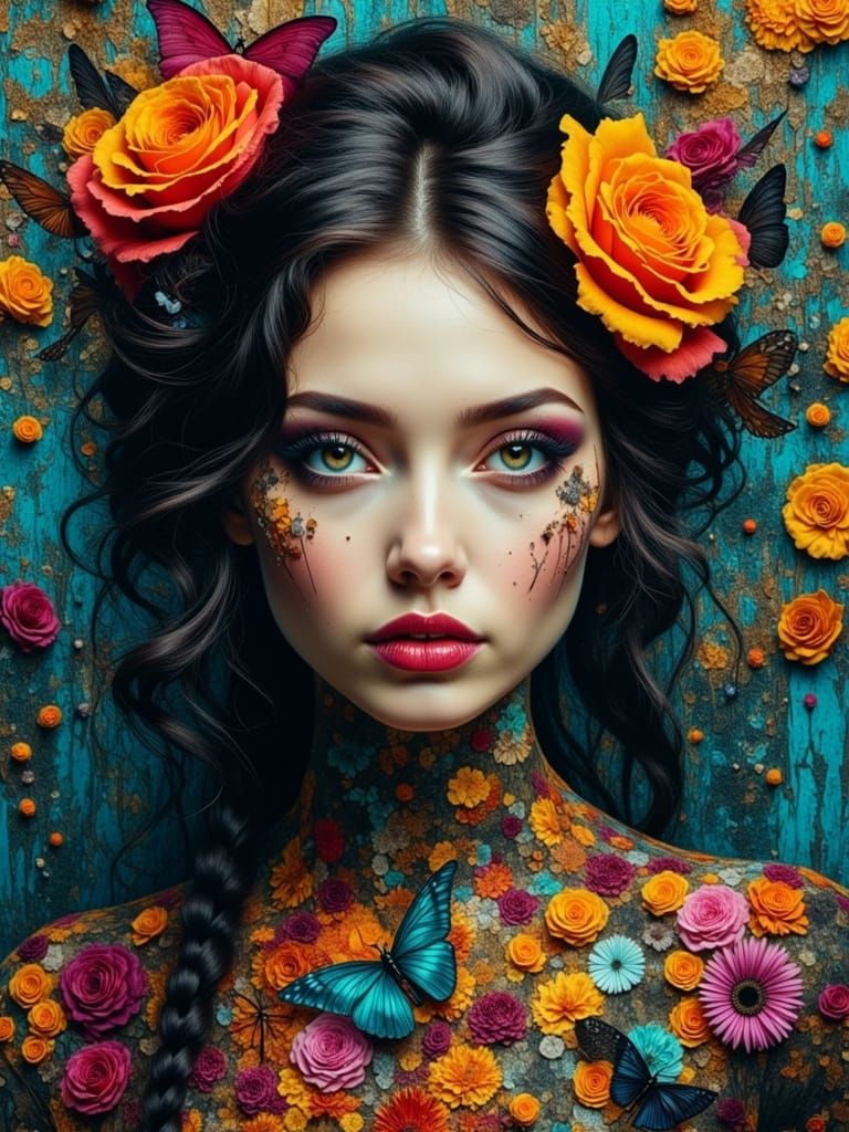 Colorful Gothcore Portrait of Ethereal Woman