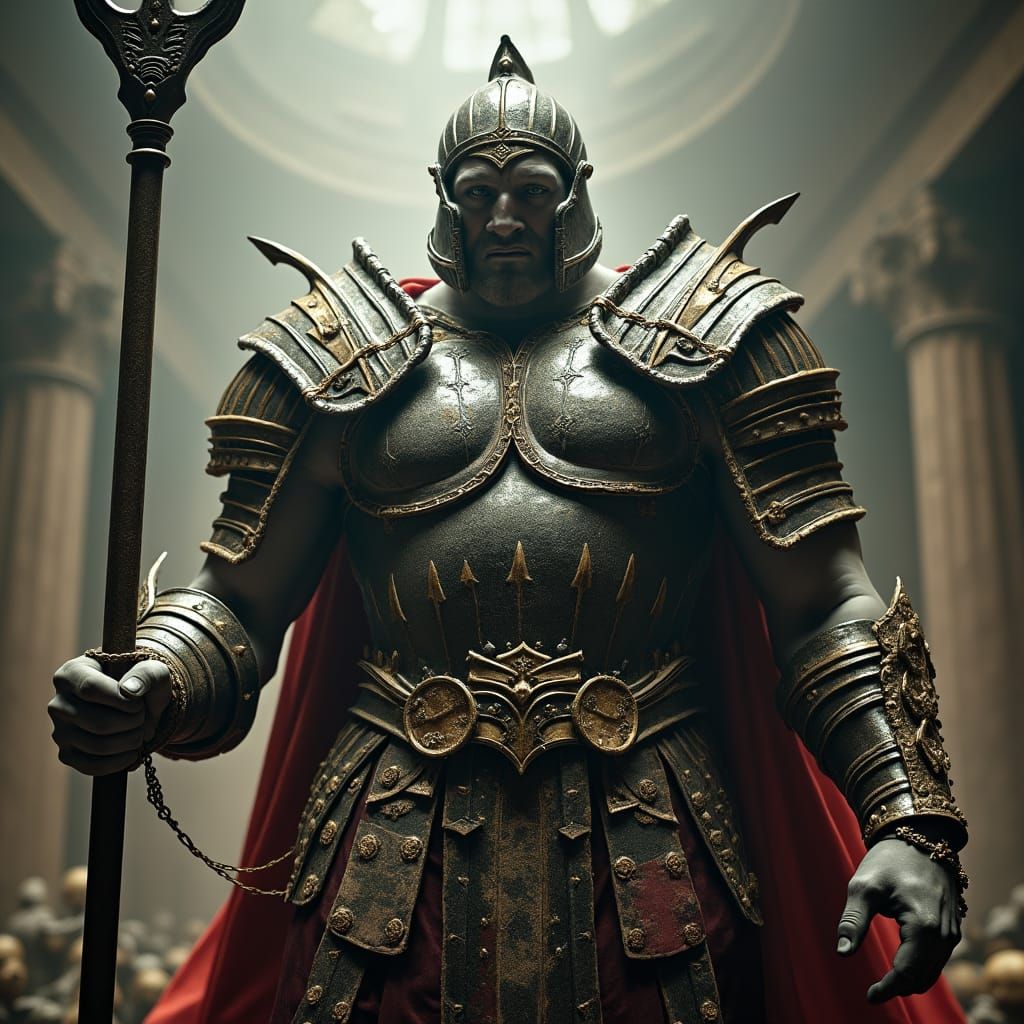 Baroque Gladiator with Trident in Full Armour