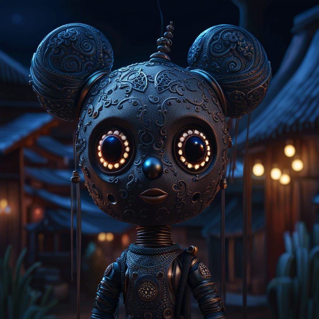 Gothic Cyberpunk Voodoo Doll in Cosmic Village