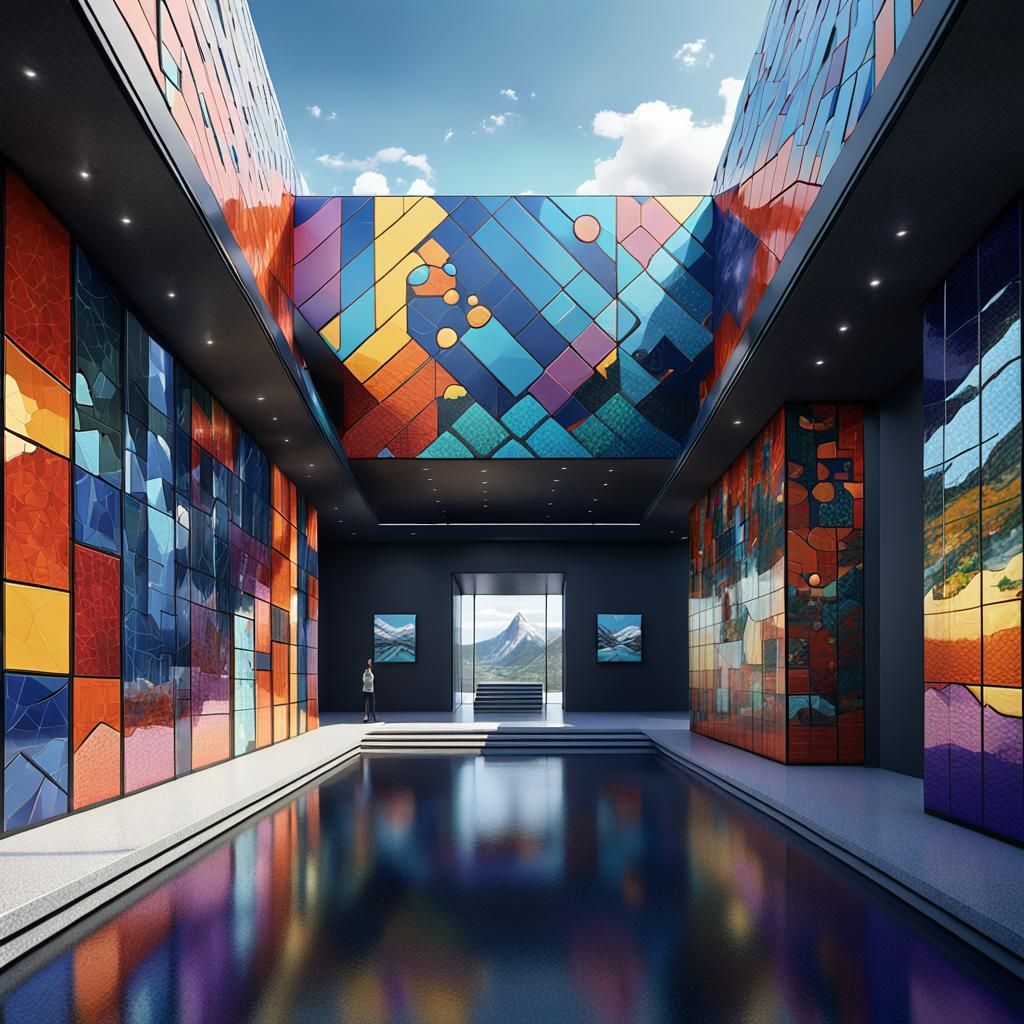Manga Art Gallery in Fjords with Mosaic Design